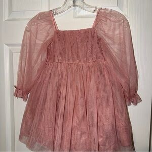 Pink Tulle Dress with Puff Sleeves
